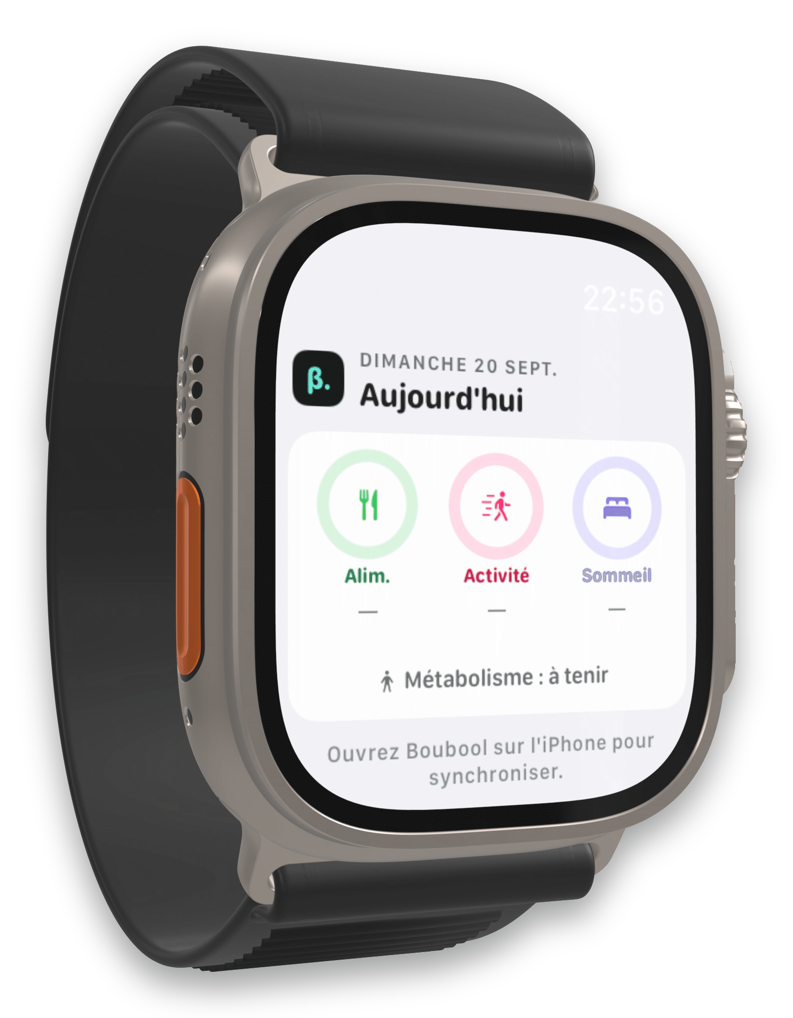 Boubool sur Apple Watch Ultra : les trois anneaux du jour